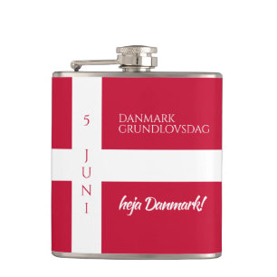 Danmark Grundlovsdag Danish National Day Flag Hip Flask