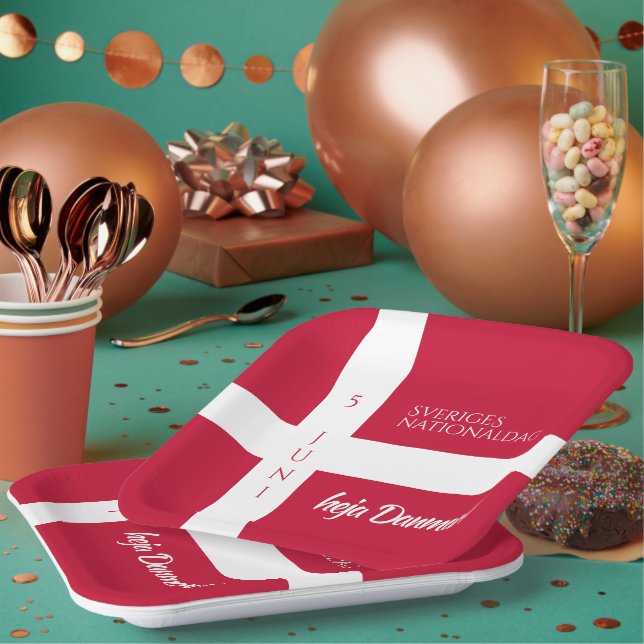 Danmark Grundlovsdag Danish National Day Flag Paper Plate (Multi)