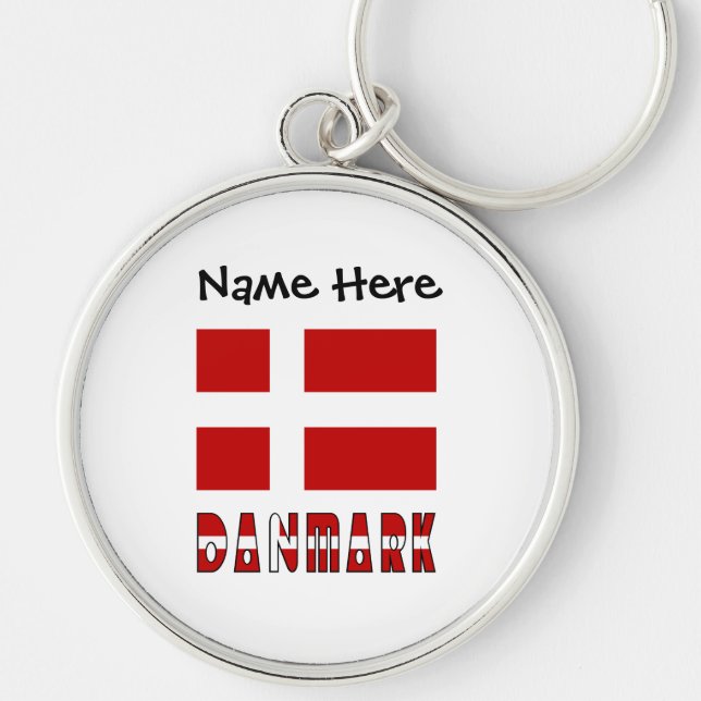 Danmark og Dannebrog Personalised  Key Ring (Front)
