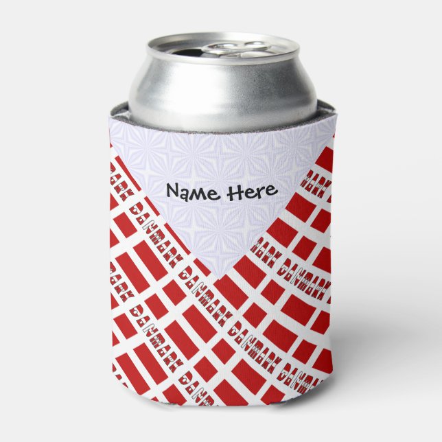 Danmark og Dannebrog Tiled with Your Name Can Cooler (Can Front)