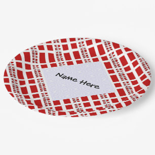 Danmark og Dannebrog Tiled with Your Name Paper Plate