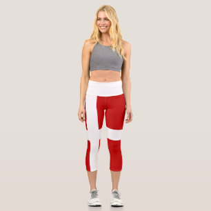 Dannebrog Danish Flag Capri Leggings