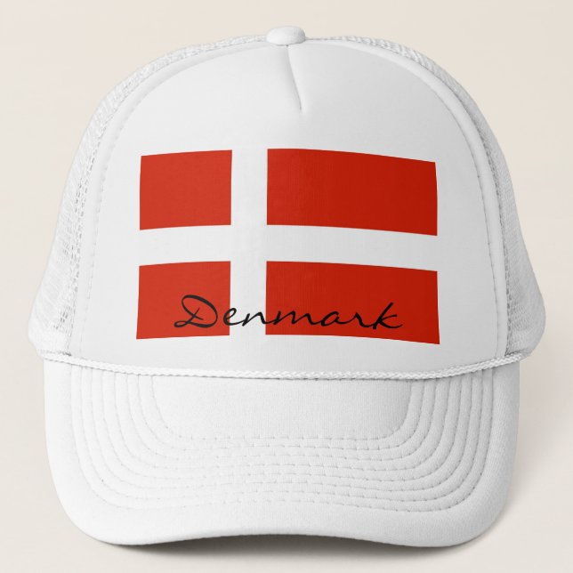 Dannebrog, National Flag of Denmark Trucker Hat (Front)
