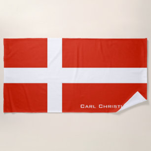 Dannebrog; The Official Flag of Denmark Beach Towel