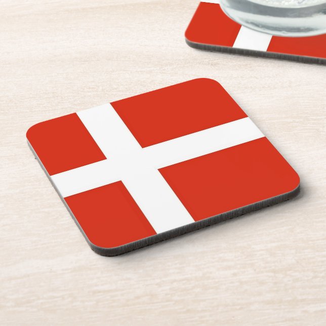 Dannebrog; The Official Flag of Denmark Coaster (Left Side)