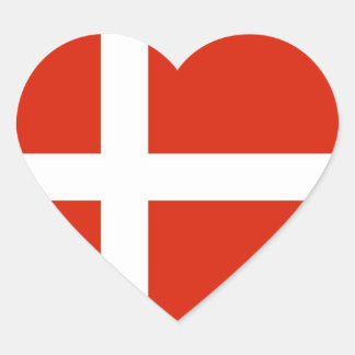 Dannebrog; The Official Flag of Denmark Heart Sticker