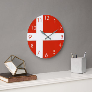 Dannebrog; The Official Flag of Denmark Large Clock