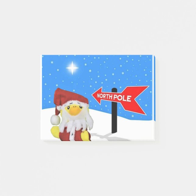 Danny Duck as Santa heads to the North Pole. Post-it Notes (Front)