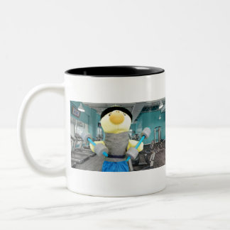 Danny Duck in the Gym Two-Tone Coffee Mug