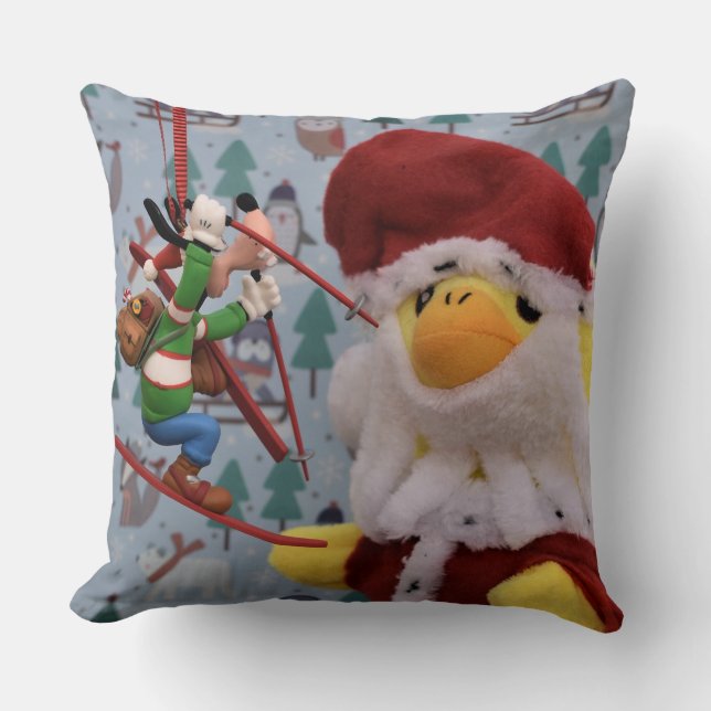 Danny Duck Santa Christmas Throw Pillow (Front)