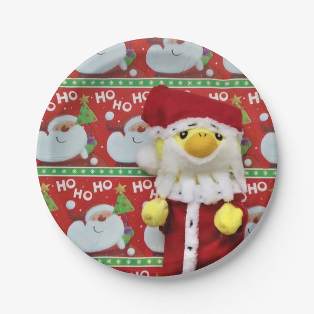Danny Duck Santa.   Paper Plates (Front)
