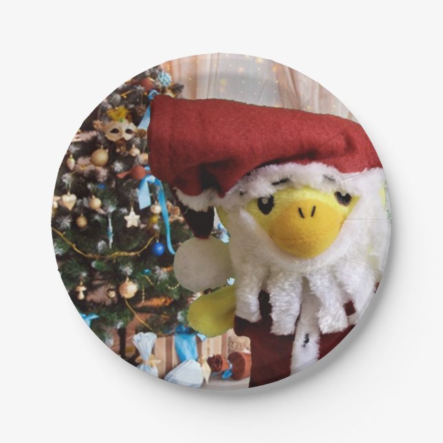 Danny Duck Santa.   Paper Plates (Front)