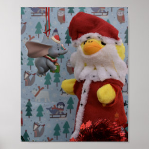 Danny Duck Santa. Tree Ornament Poster