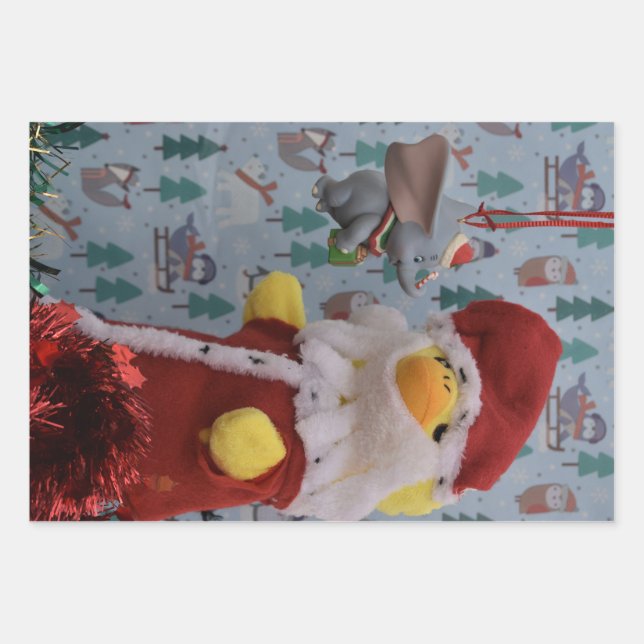 Danny Duck Santa. Tree Ornament Wrapping Paper Sheet (Front)