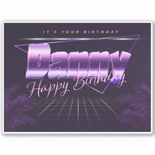 Danny Name Vorname lila retro Sticker Geburtstag