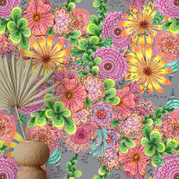 Danse Intricate Colourful Flowers and Foliage