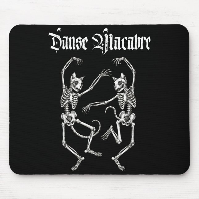 Danse macabre skeleton cats gothic halloween art  mouse mat (Front)