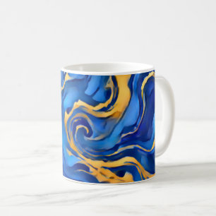 Danse Royale Rich Royal Blue Gold Flowing Abstract Coffee Mug