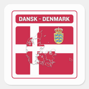 Dansk Denmark Flag Square Sticker