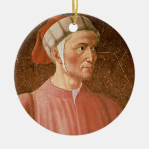 Dante Alighieri (1265-1321) detail of his bust, fr Ceramic Tree Decoration