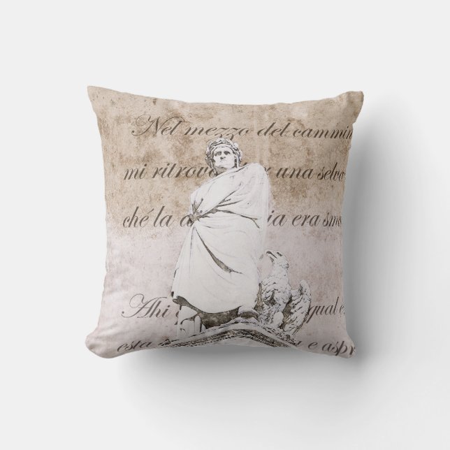 Dante alighieri with Divine comedy, Inferno verses Cushion (Front)