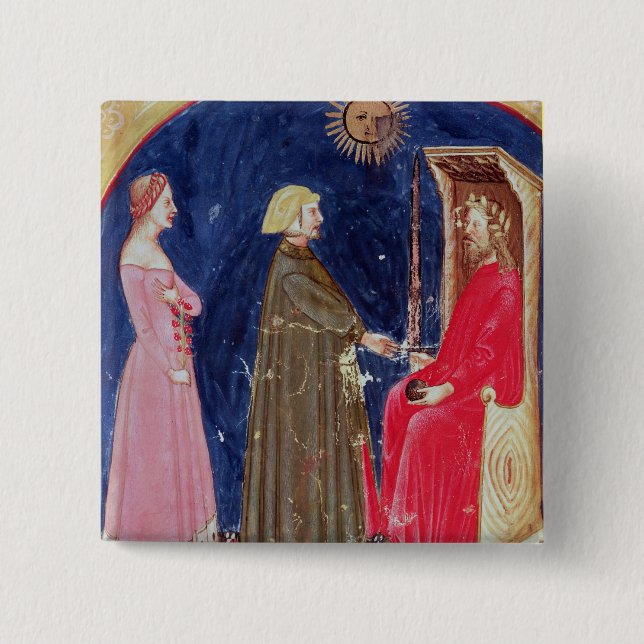 Dante and Beatrice before Justinian 15 Cm Square Badge (Front)