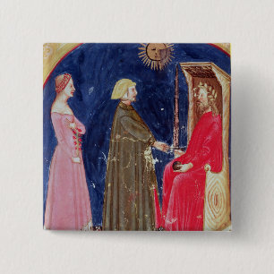 Dante and Beatrice before Justinian 15 Cm Square Badge