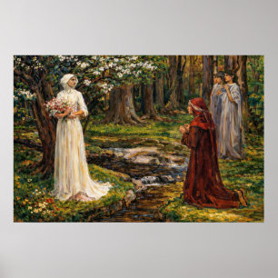 Dante and Beatrice by John William Waterhouse Poster