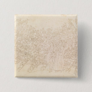 Dante and Beatrice, from Dante's `Divine 15 Cm Square Badge