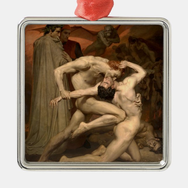 Dante and Virgil in Hell (by Bouguereau) Metal Tree Decoration (Front)