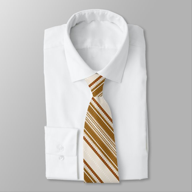 DANTE – Caramel & Ivory Signature Tie (Tied)