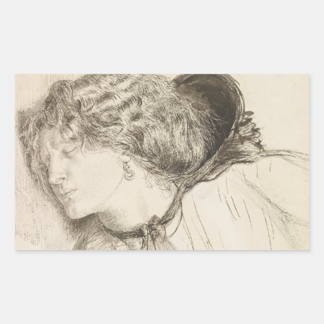 Dante Gabriel Rossetti - Found -Study for the Head Rectangular Sticker (Front)