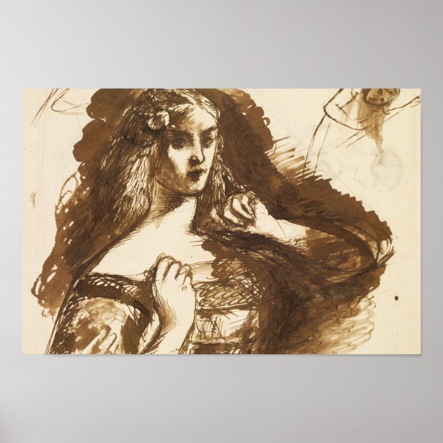 Dante Gabriel Rossetti - Half-length Sketch Poster (Front)