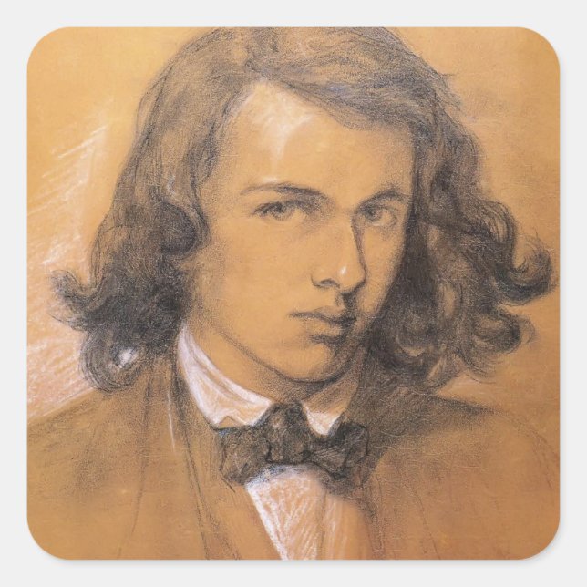 Dante Gabriel Rossetti- Self-Portrait Square Sticker (Front)