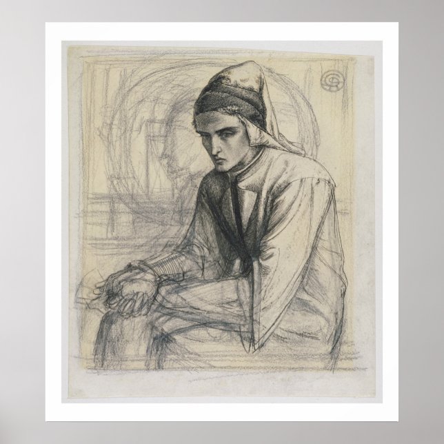 Dante in Meditation Holding a Pomegranate, c.1852 Poster (Front)