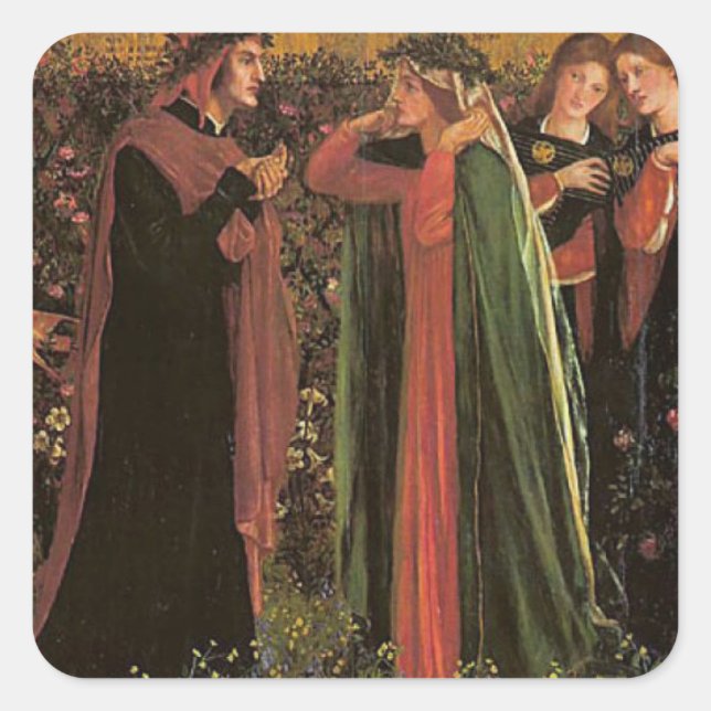 Dante meets Beatrice Square Sticker (Front)