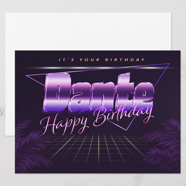 Dante Name First name lila retro card Birthday (Front/Back)