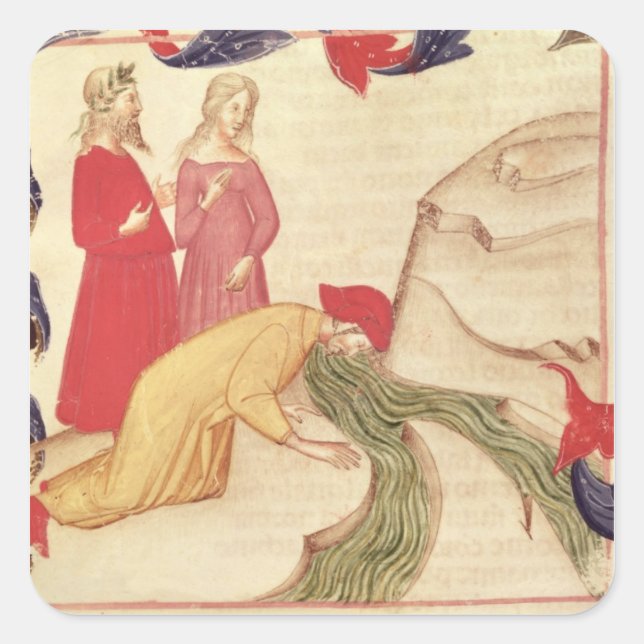 Dante purifying himself before entering square sticker (Front)