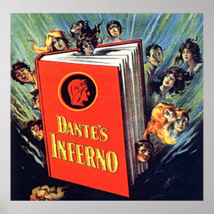 Dante’s Inferno Retro Horror Book Art Poster