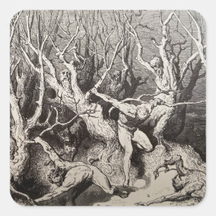 Dante sees Woods of Suicide - Circle 7 of Inferno Square Sticker