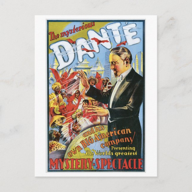 Dante ~ The Mysterious Magician Vintage Magic Act Postcard (Front)