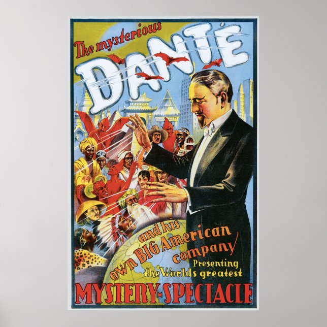 Dante ~ The Mysterious Magician Vintage Magic Act Poster (Front)