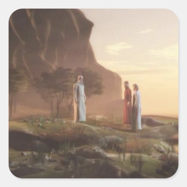 Dante & Virgil meet Cato in Purgatory Square Sticker (Front)