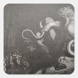 Dante & Virgil meet Minos and his tail - Inferno Square Sticker