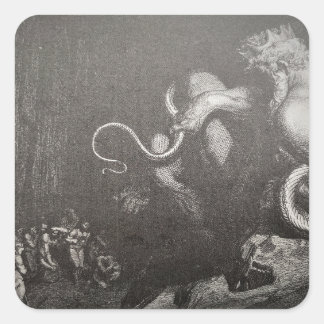 Dante & Virgil meet Minos and his tail - Inferno Square Sticker