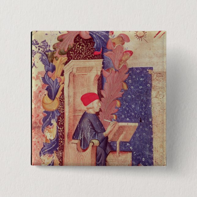 Dante writing 'The Divine Comedy' 15 Cm Square Badge (Front)