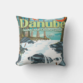 Danube European River Travel poster Cushion