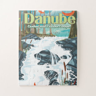 Danube European River Travel poster Jigsaw Puzzle