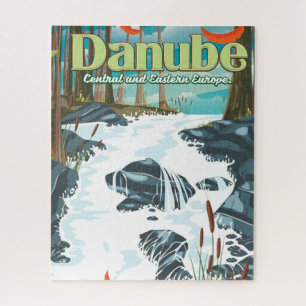 Danube European River Travel poster Jigsaw Puzzle