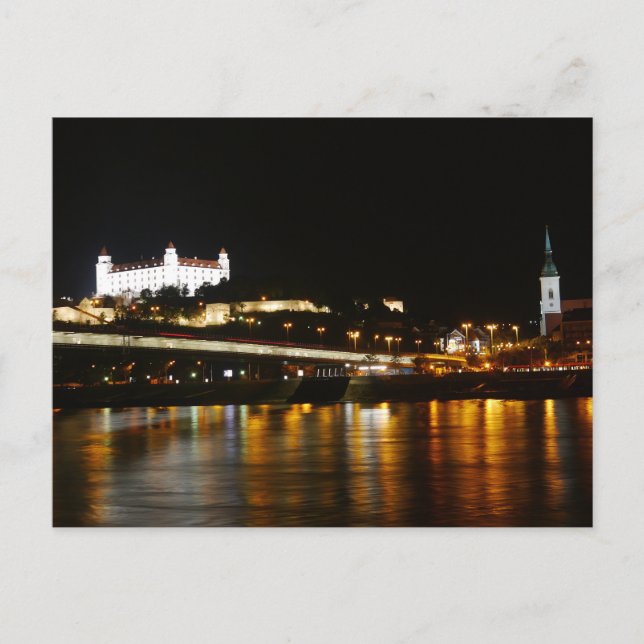 Danube River at night, Bratislava, Slovakia Postcard (Front)